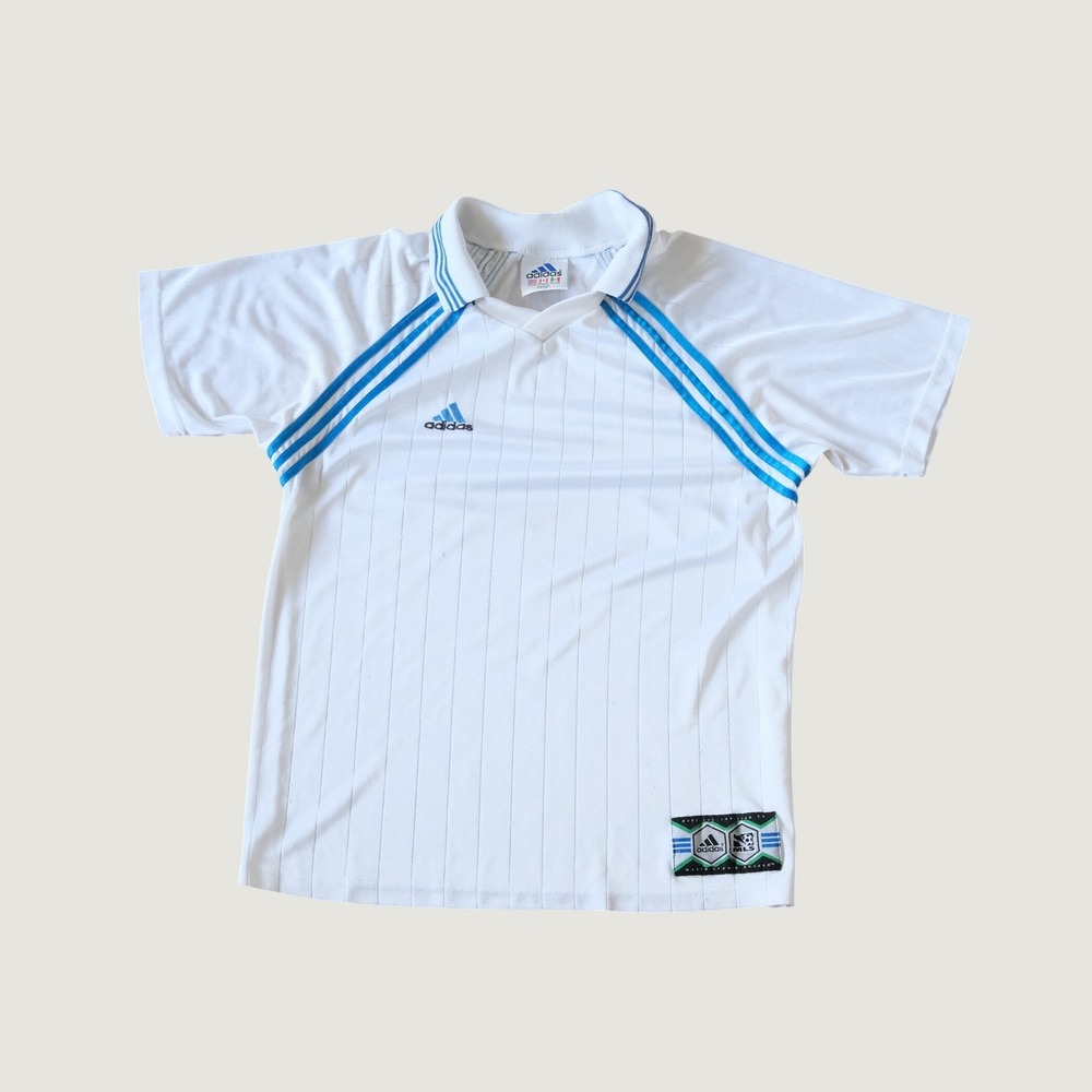 Adidas Jersey White Blue MLS Soccer Raglan Stripe Vintage 90s Polyester Mens M